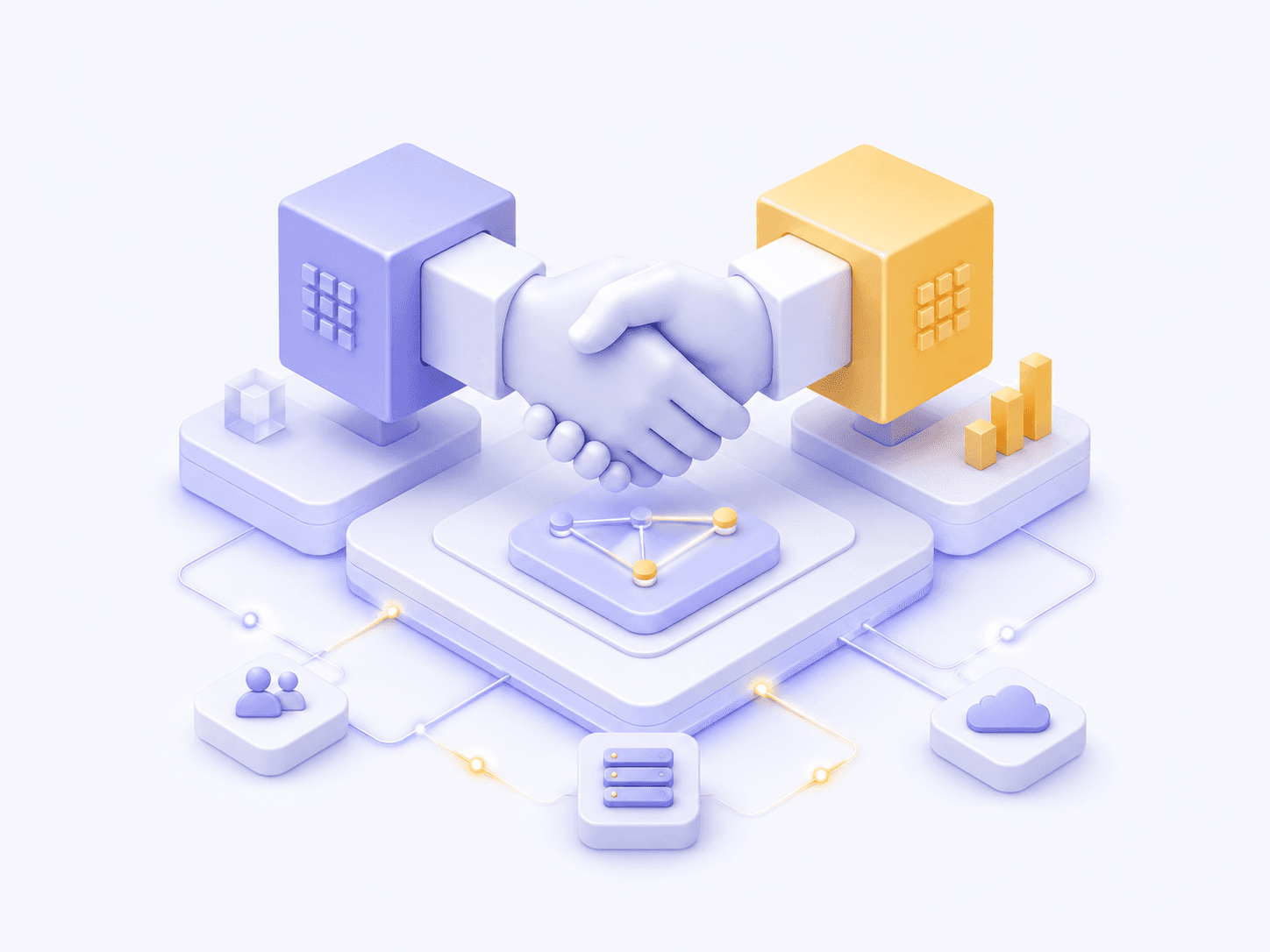 Illustration representing technology partnerships and business infrastructure collaboration